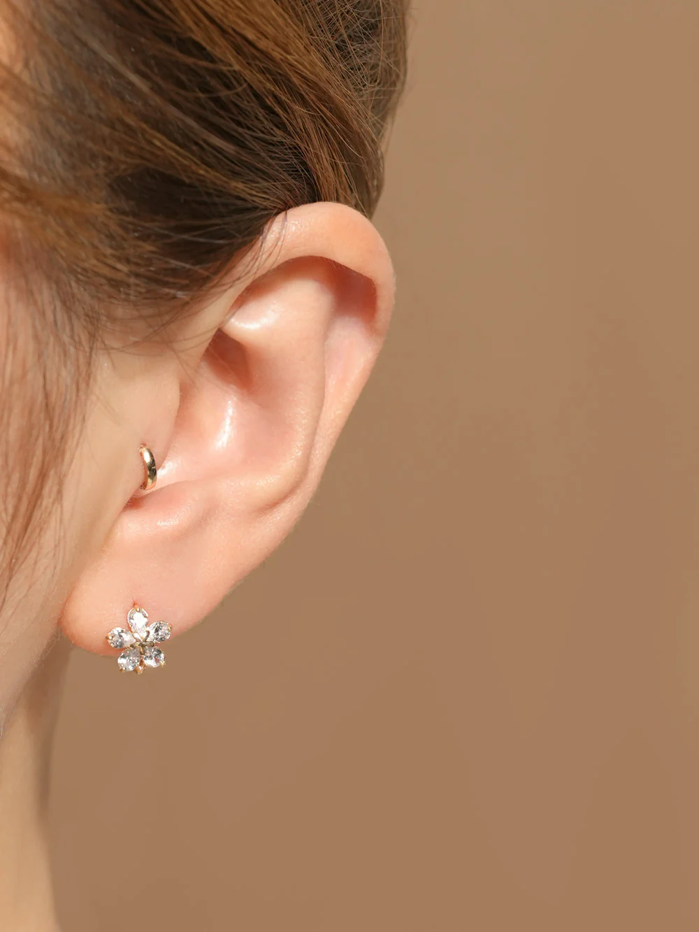 14K 18K Mini Flat Cartilage Hoop Earring - Image 10