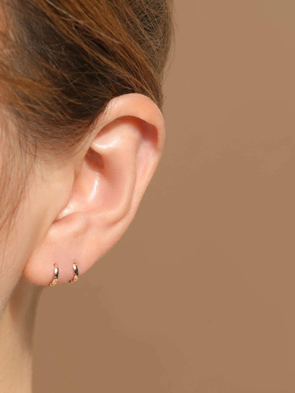 14K 18K Mini Flat Cartilage Hoop Earring - Image 2