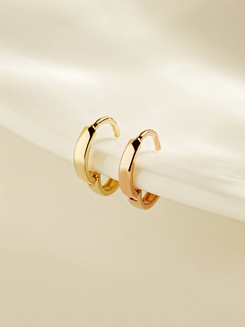 14K 18K Mini Flat Cartilage Hoop Earring - Image 3