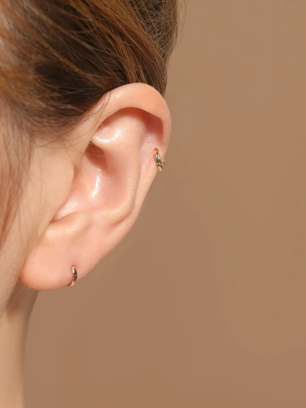 14K 18K Mini Flat Cartilage Hoop Earring - Image 4