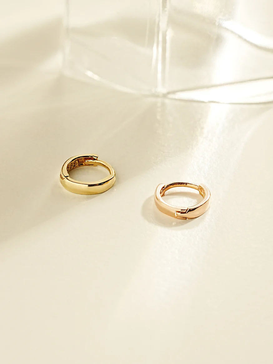 14K 18K Mini Flat Cartilage Hoop Earring - Image 7