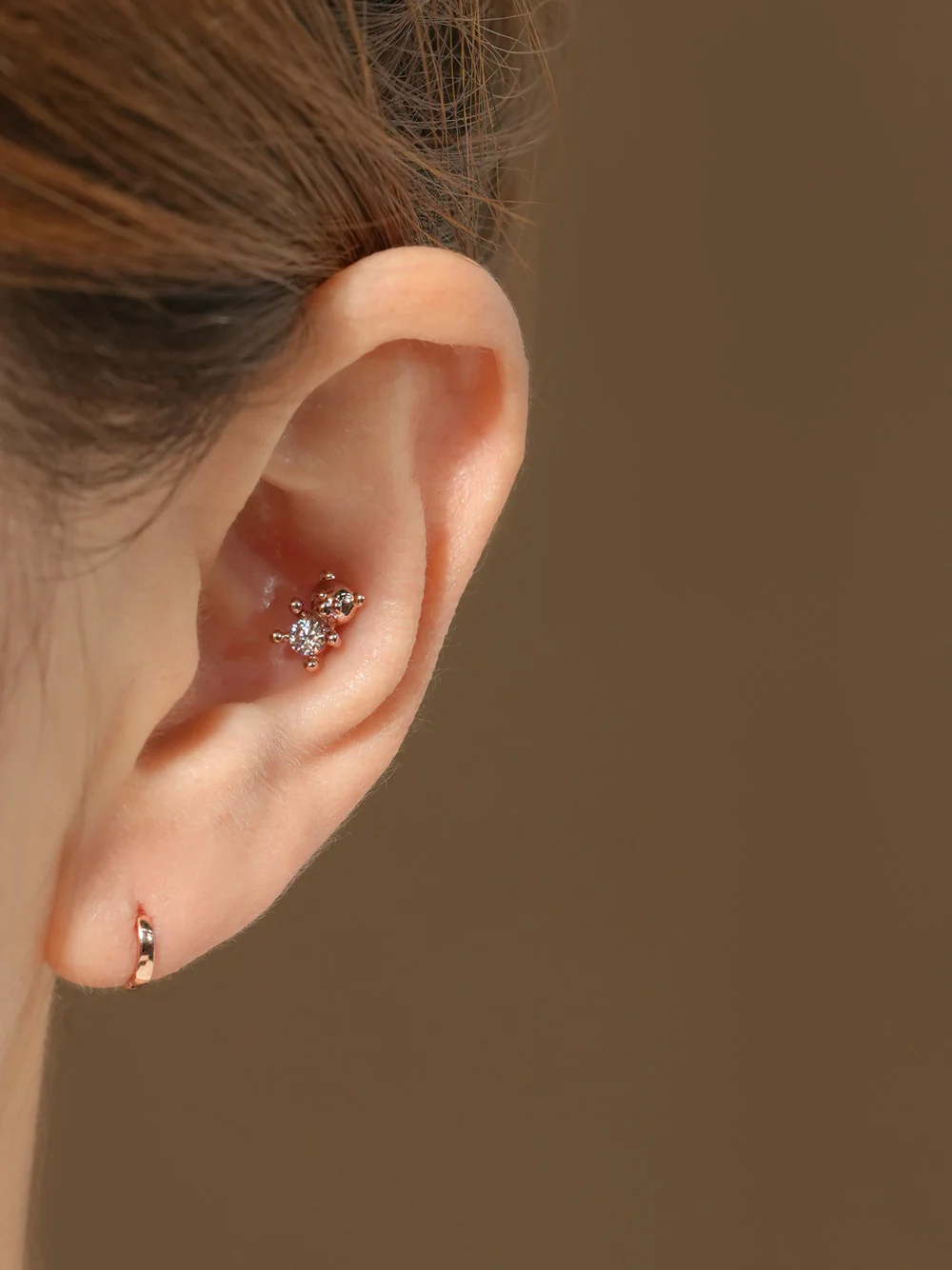 14K 18K Mini Flat Cartilage Hoop Earring - Image 8
