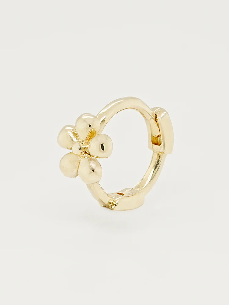 14K 18K Mini Flower Bloom Cartilage Hoop Earring - Image 12