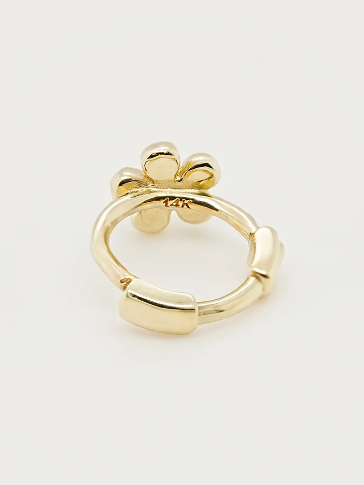 14K 18K Mini Flower Bloom Cartilage Hoop Earring - Image 15