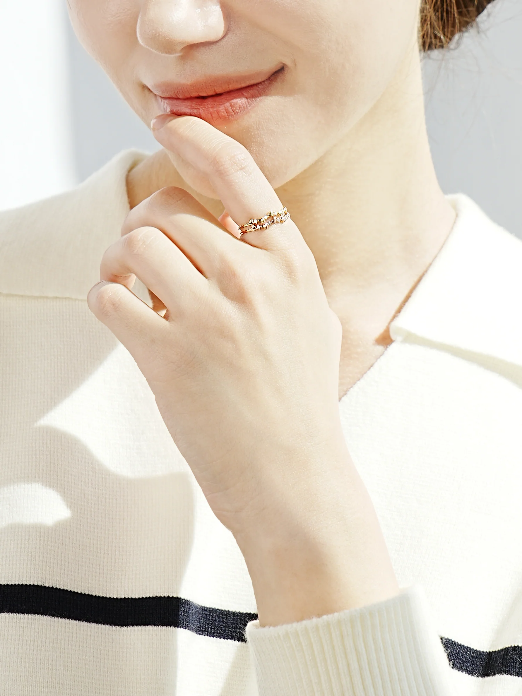14K 18K Minimi Heart Cubic Layered Ring - Image 14