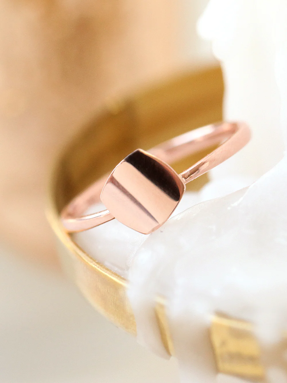 14K 18K Gold Modern Square Ring - Image 5
