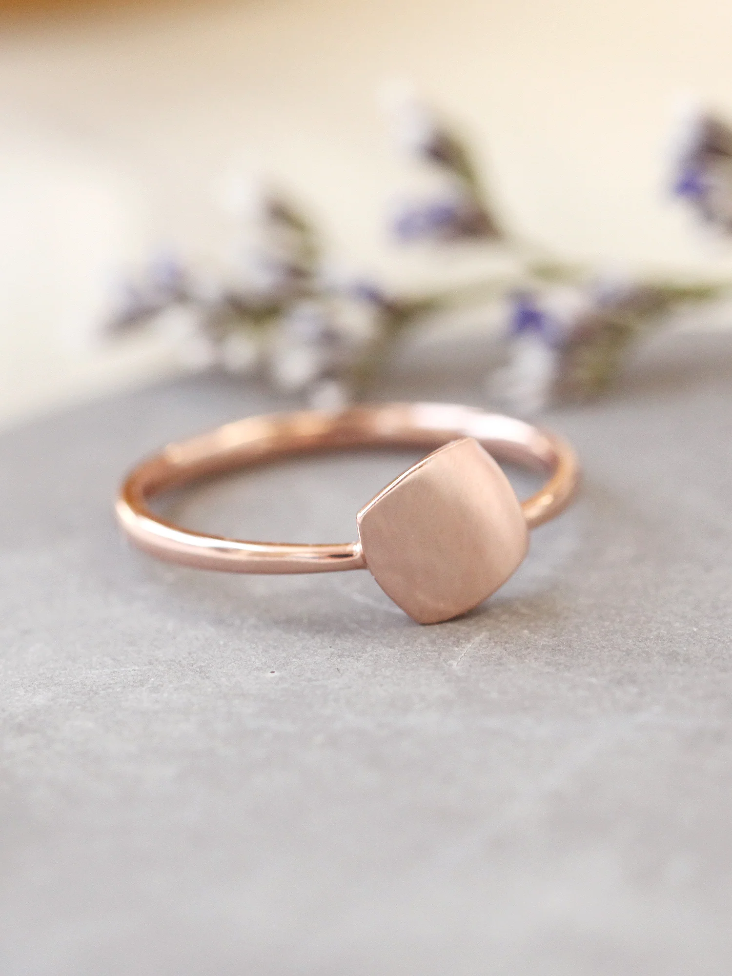 14K 18K Gold Modern Square Ring - Image 6