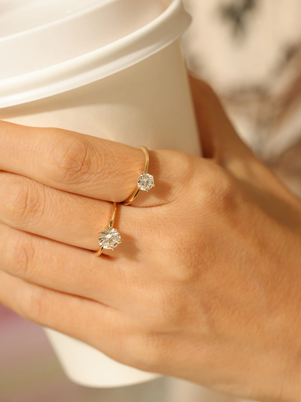14K 18K Moissanite 6 Pronged Ring - Image 8