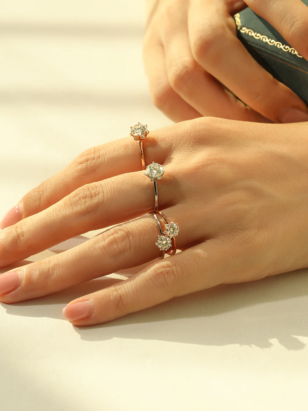 14K 18K Moissanite Blossom Ring - Image 3