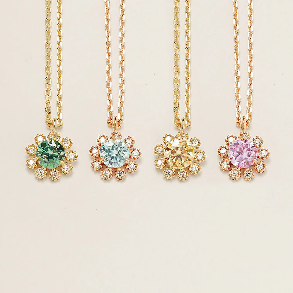 14K 18K Moissanite Colorful Daisy Necklace - Image 12