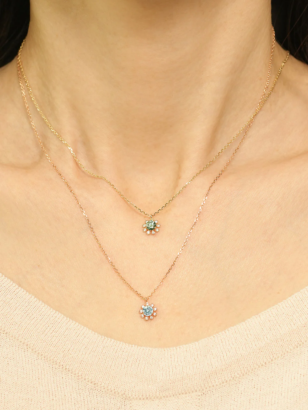 14K 18K Moissanite Colorful Daisy Necklace - Image 2