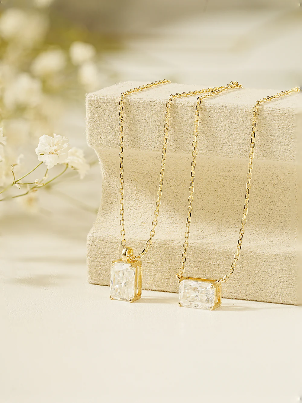 14K 18K Moissanite Radient Cut Necklace - Image 3
