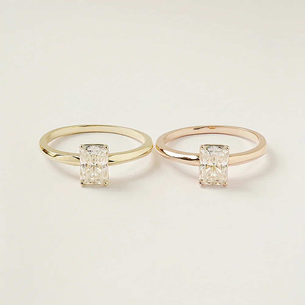 14K 18K Moissanite Radient Cut Ring - Image 18