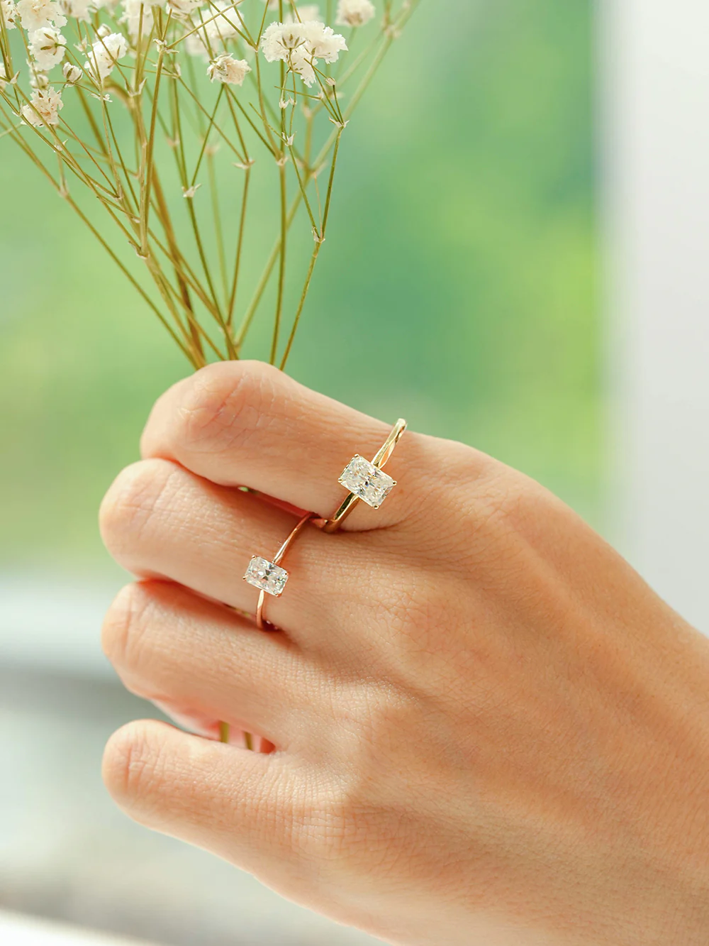 14K 18K Moissanite Radient Cut Ring - Image 2