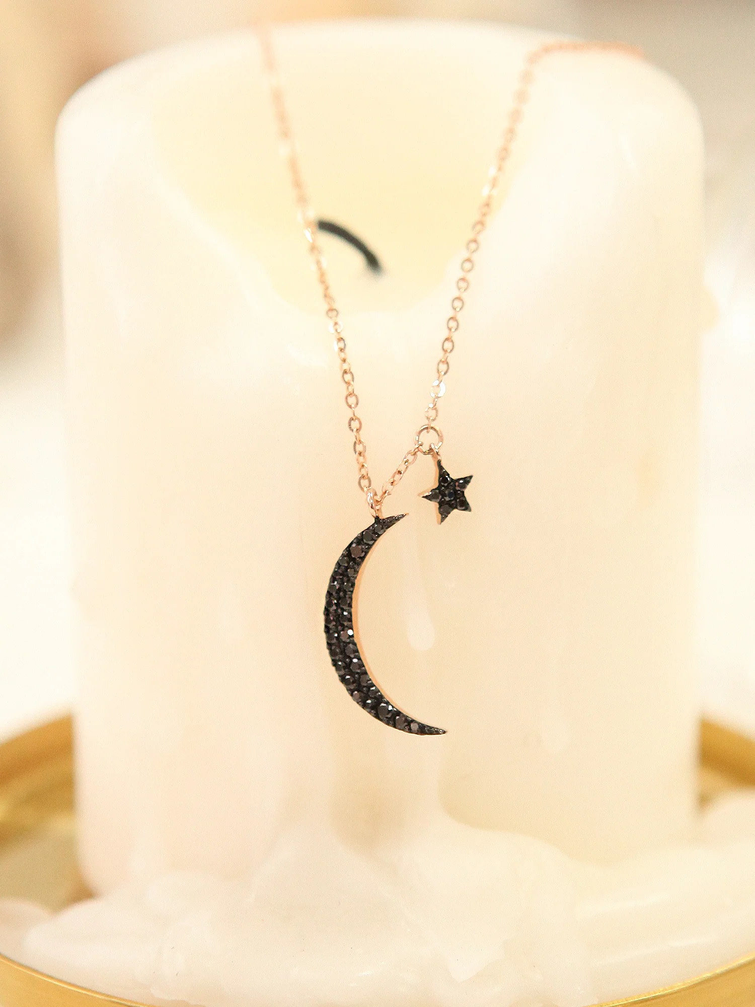 14K 18K Gold Moon and Star Necklace - Image 6