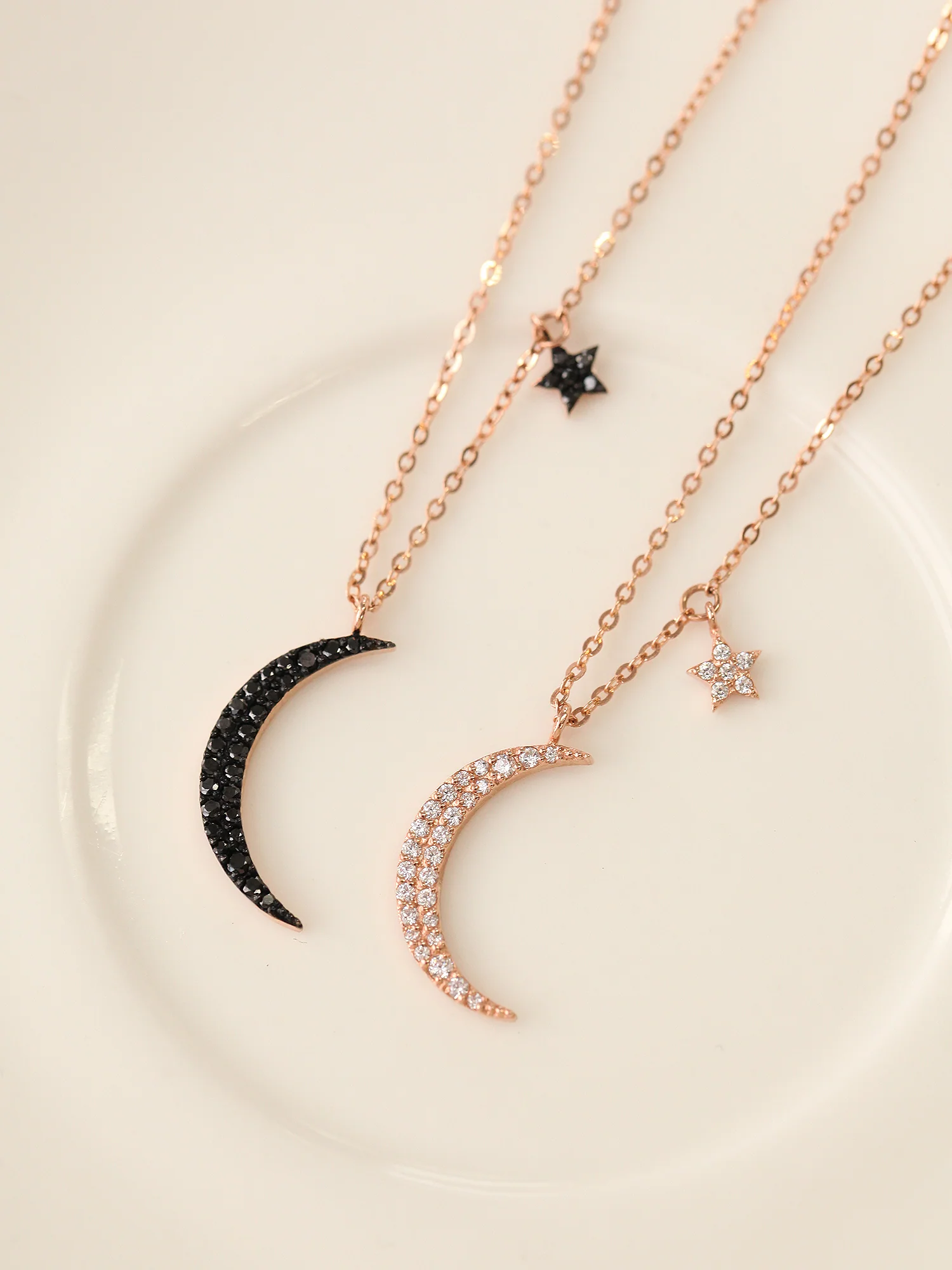 14K 18K Gold Moon and Star Necklace - Image 8