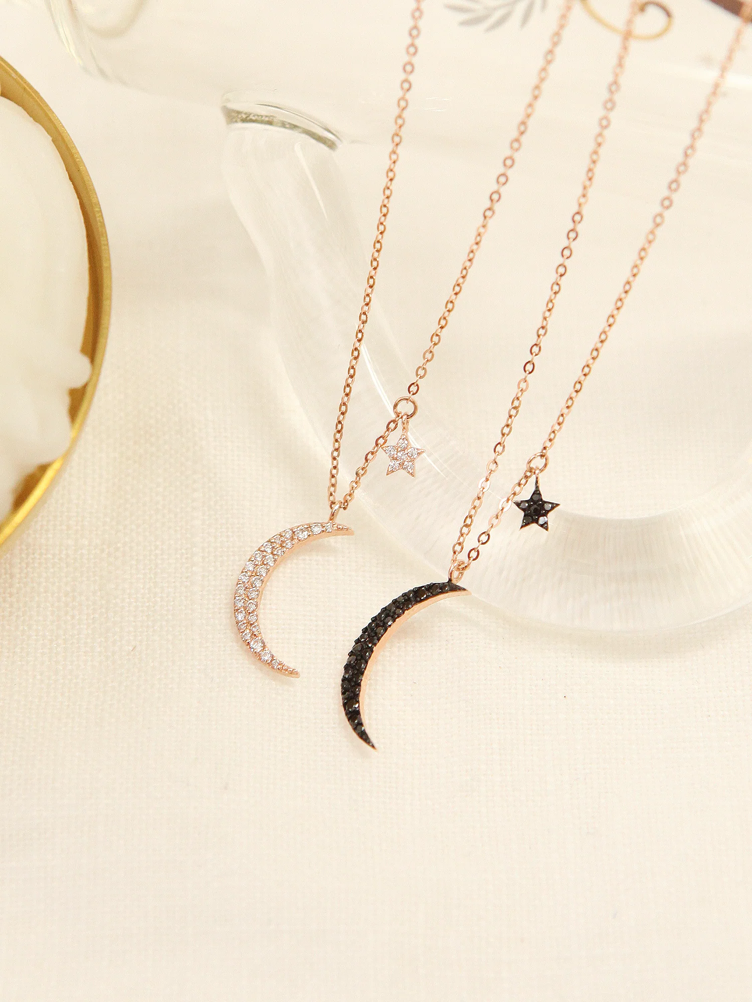 14K 18K Gold Moon and Star Necklace - Image 9