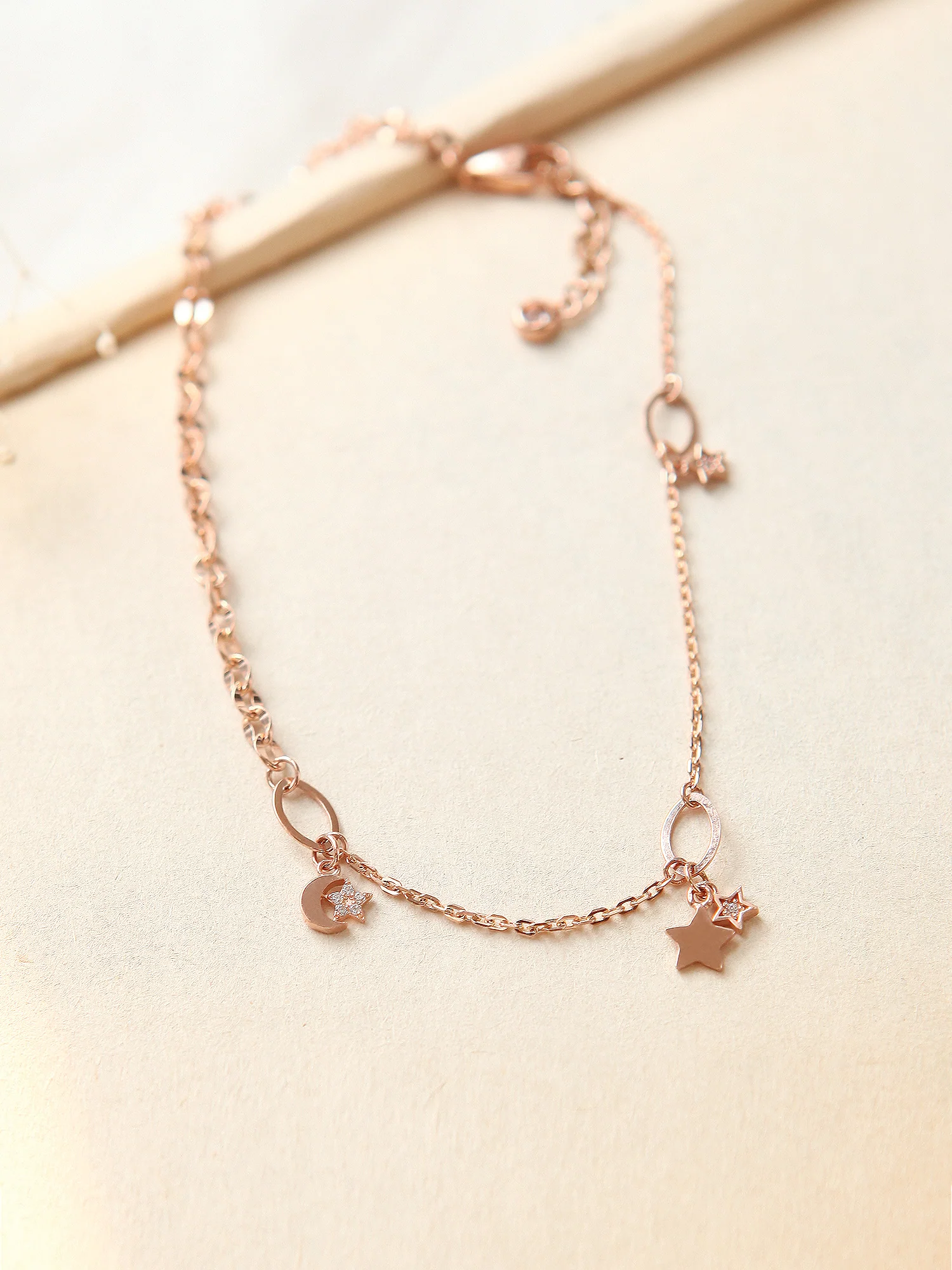14K 18K Gold Moon Star Chain Anklet - Image 4