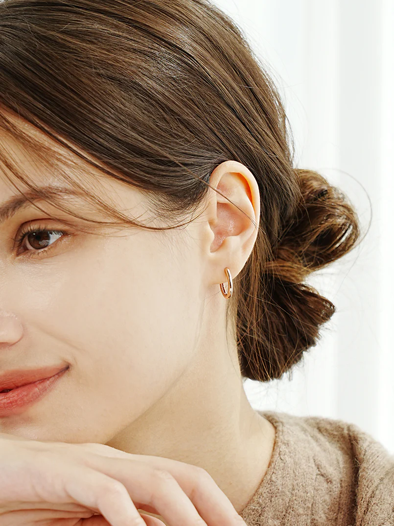 14K 18K Oval Cartilage Hoop Earring - Image 15