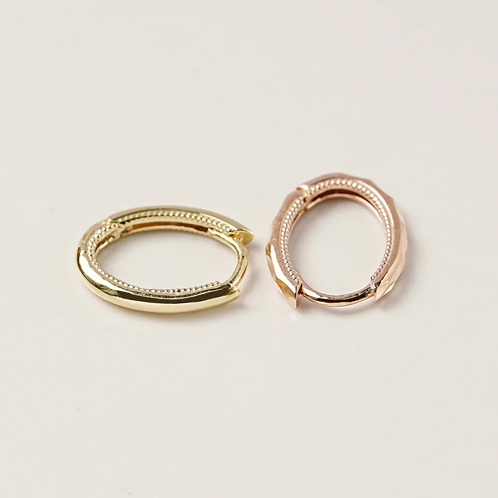 14K 18K Oval Cartilage Hoop Earring - Image 18