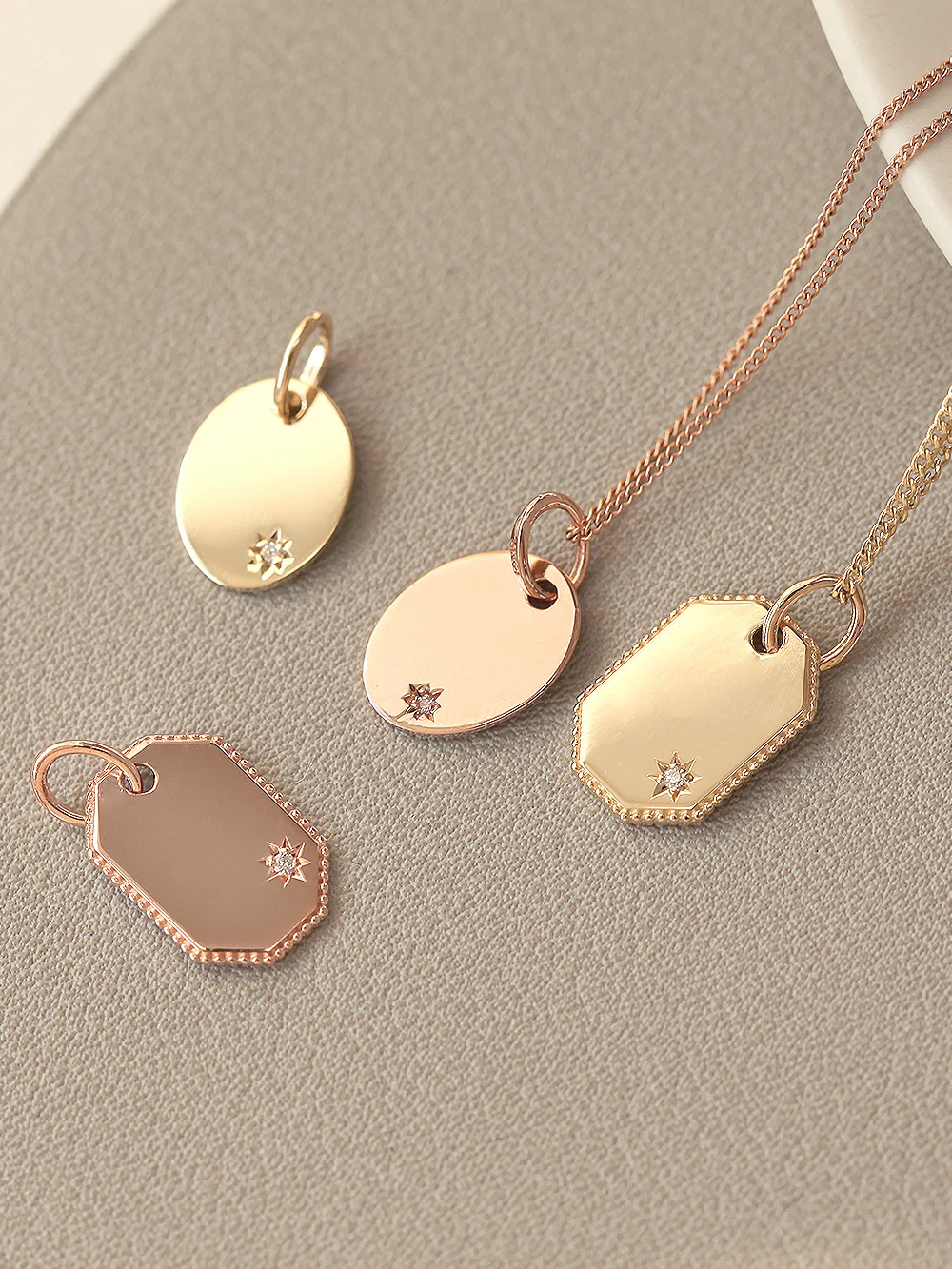 14K 18K OVAL OCTAGONAL ANGLE NECKLACE