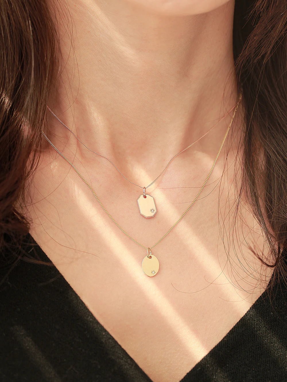 14K 18K OVAL OCTAGONAL ANGLE NECKLACE - Image 10