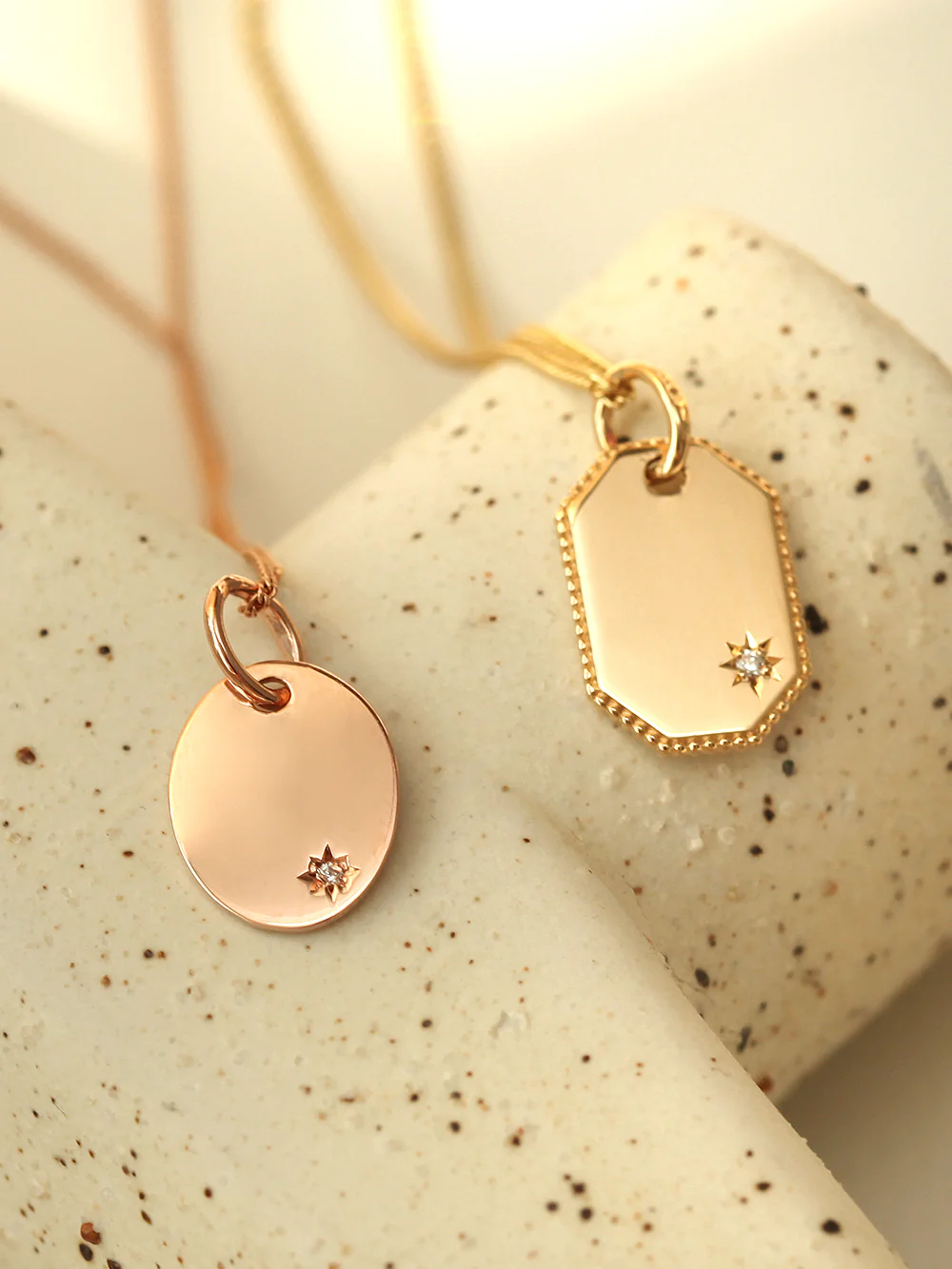 14K 18K OVAL OCTAGONAL ANGLE NECKLACE - Image 2