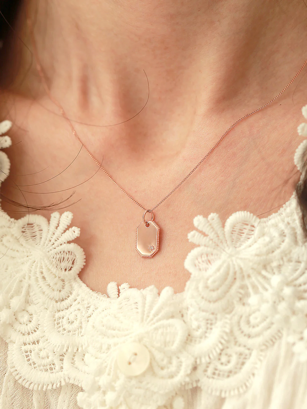 14K 18K OVAL OCTAGONAL ANGLE NECKLACE - Image 8