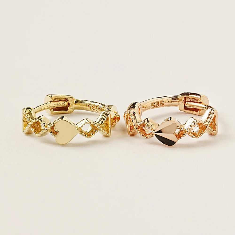 14K 18K Point Heart Cartilage Hoop Earring - Image 11