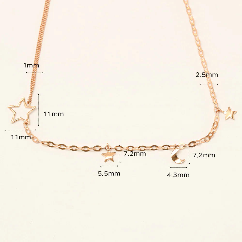 14K 18K Point Stat and Crescent Chain Anklet - Image 10