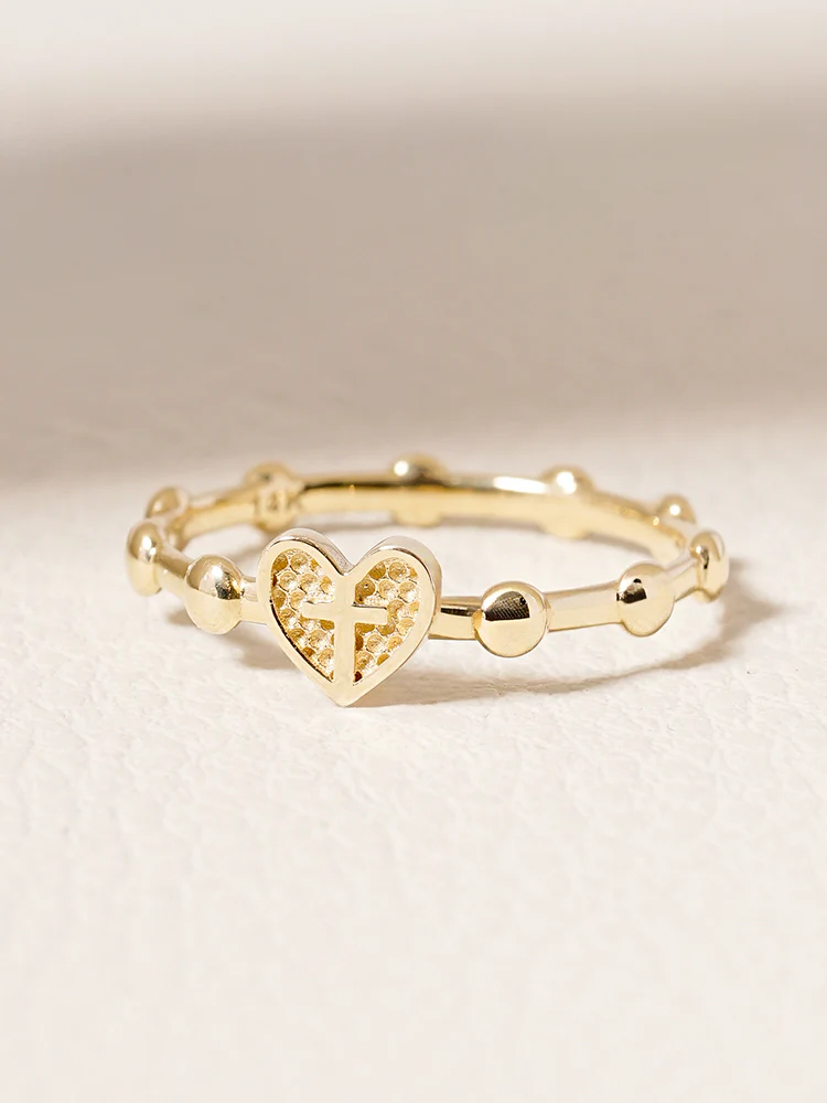 14K 18K Pray Heart Ring - Image 15