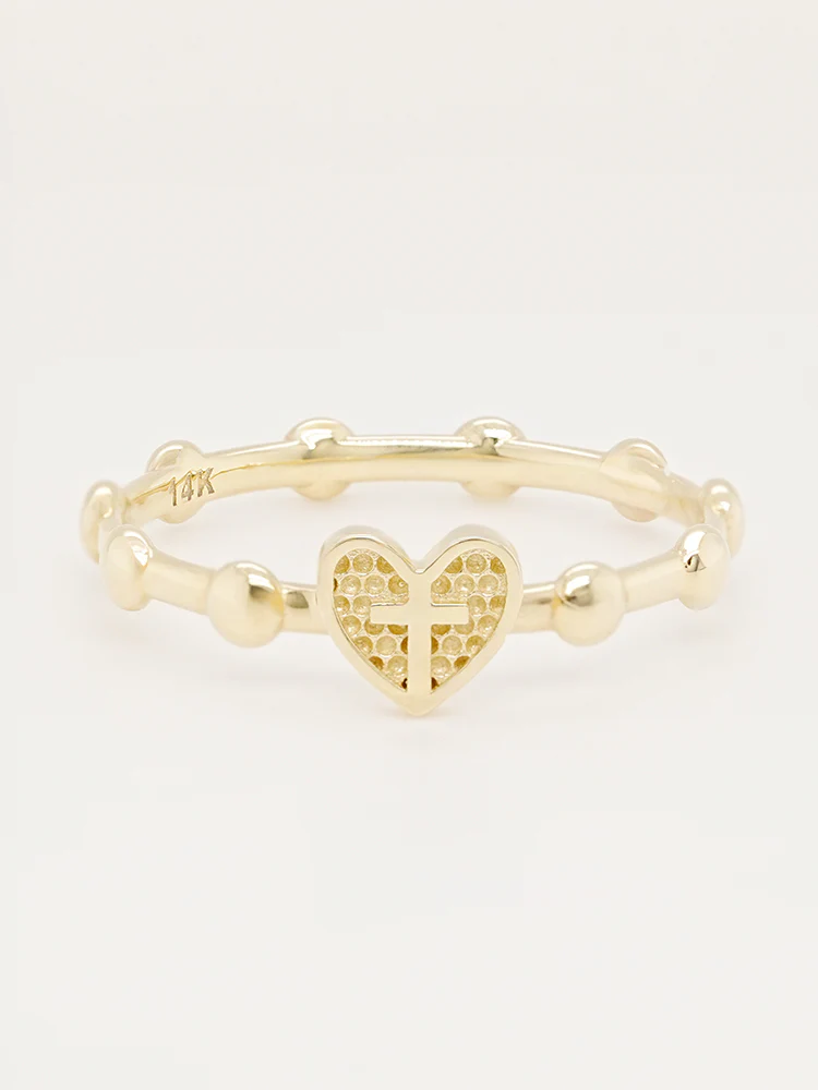 14K 18K Pray Heart Ring - Image 17