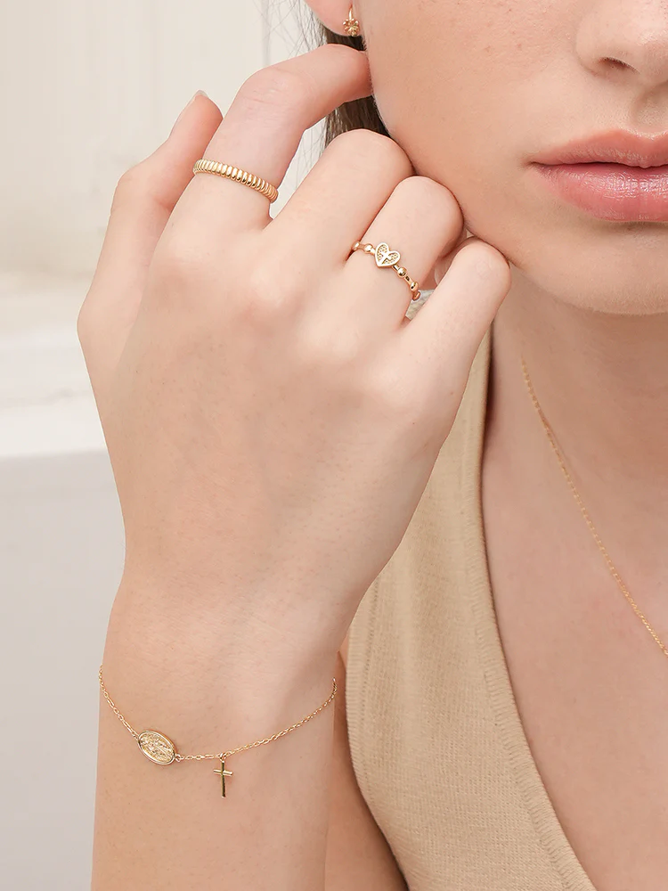 14K 18K Pray Heart Ring - Image 4