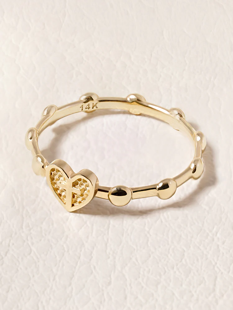 14K 18K Pray Heart Ring - Image 5