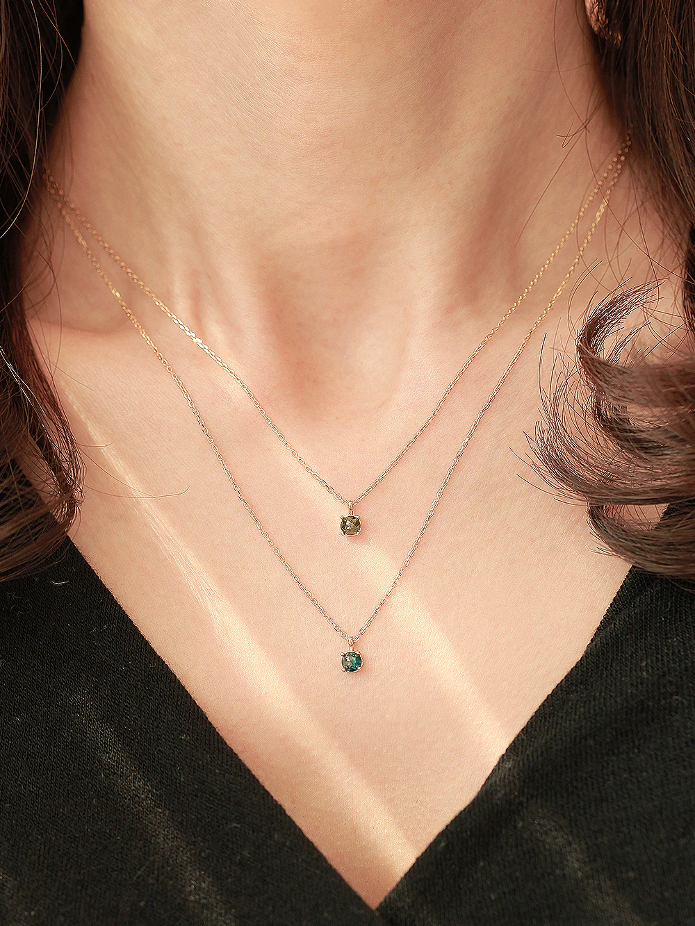 14K 18K Gold Rough Diamond Necklace - Image 8