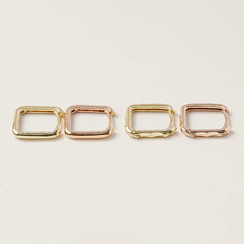 14K 18K Round Square Cartilage Hoop Earring - Image 16