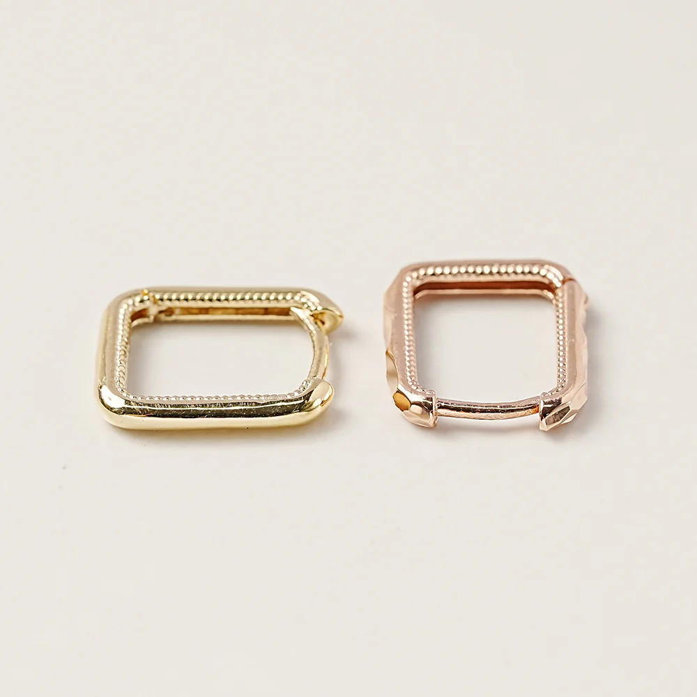 14K 18K Round Square Cartilage Hoop Earring - Image 17