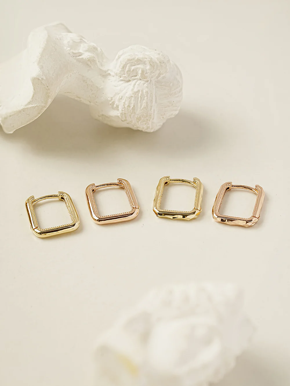 14K 18K Round Square Cartilage Hoop Earring - Image 7