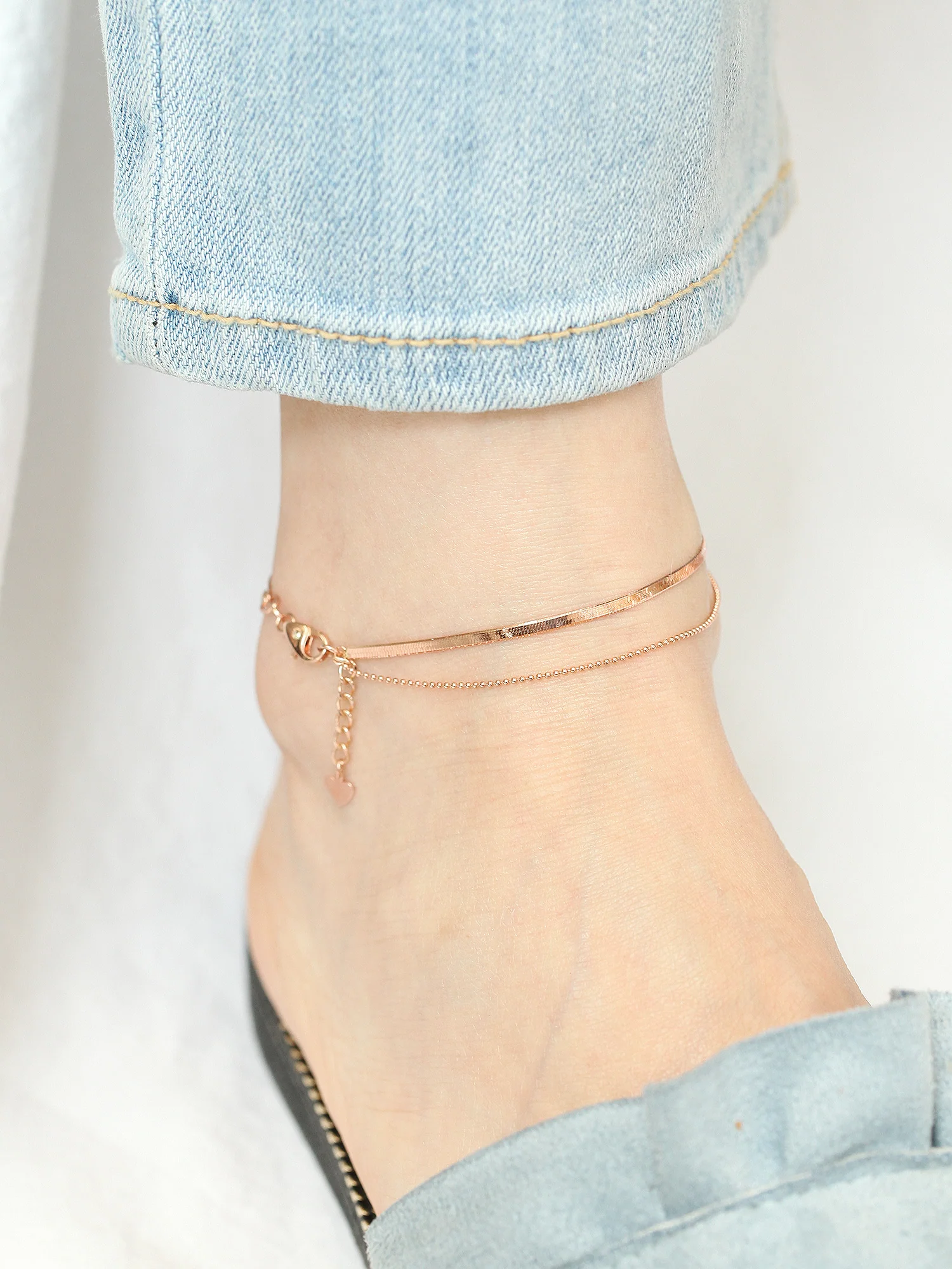 14K 18K Gold Snake Ball Anklet - Image 7
