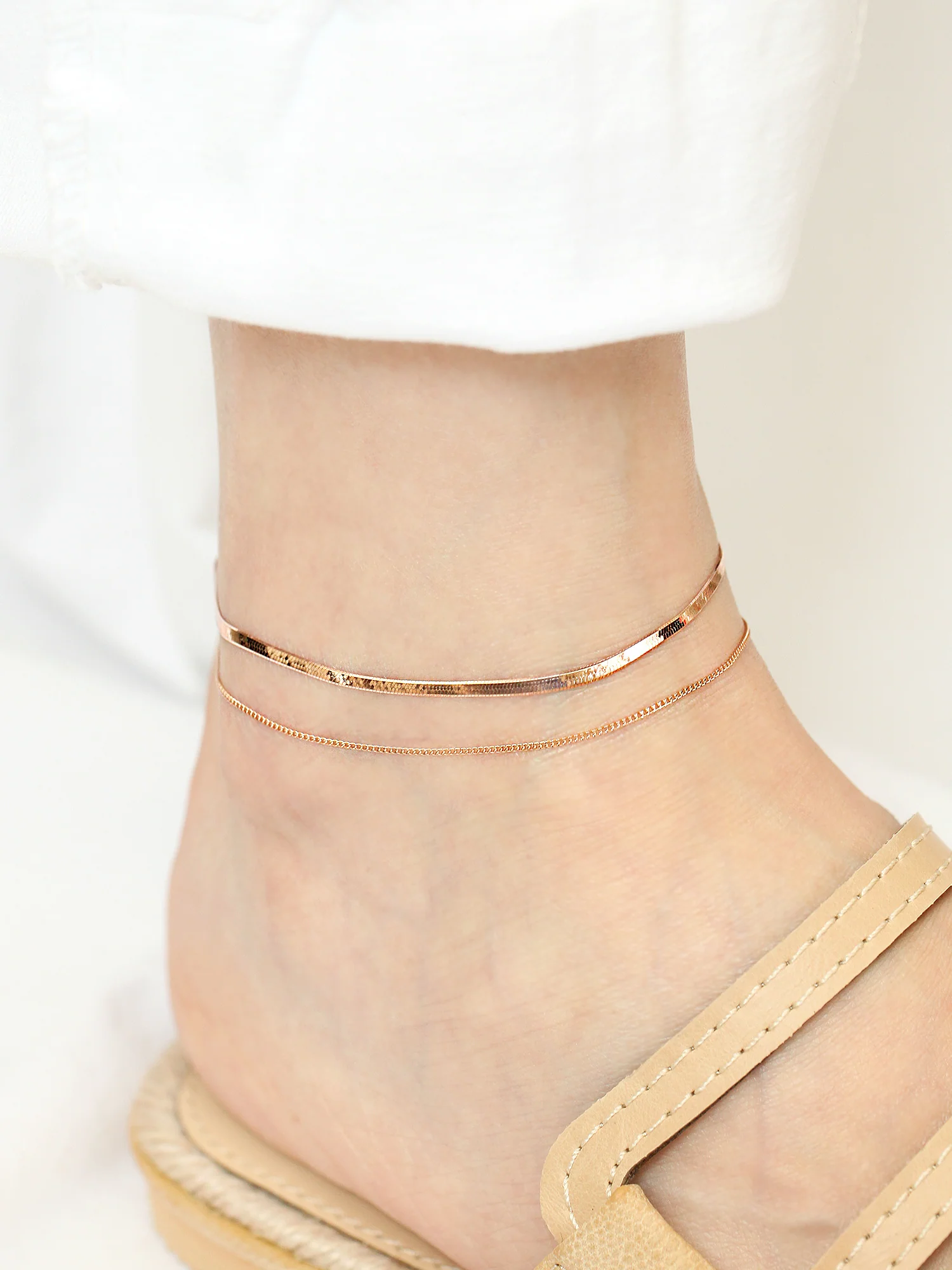 14K 18K Gold Snake Chain Anklet - Image 7