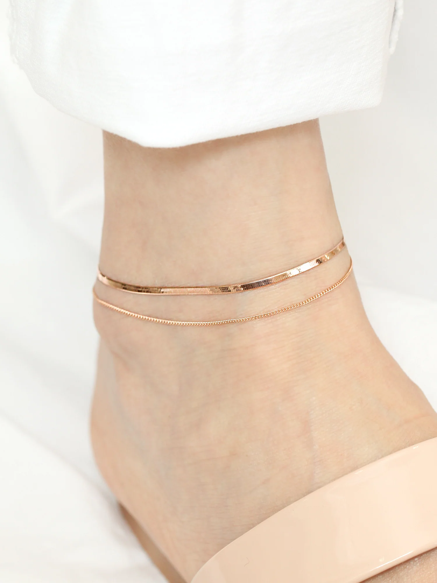 14K 18K Gold Snake Chain Anklet - Image 8