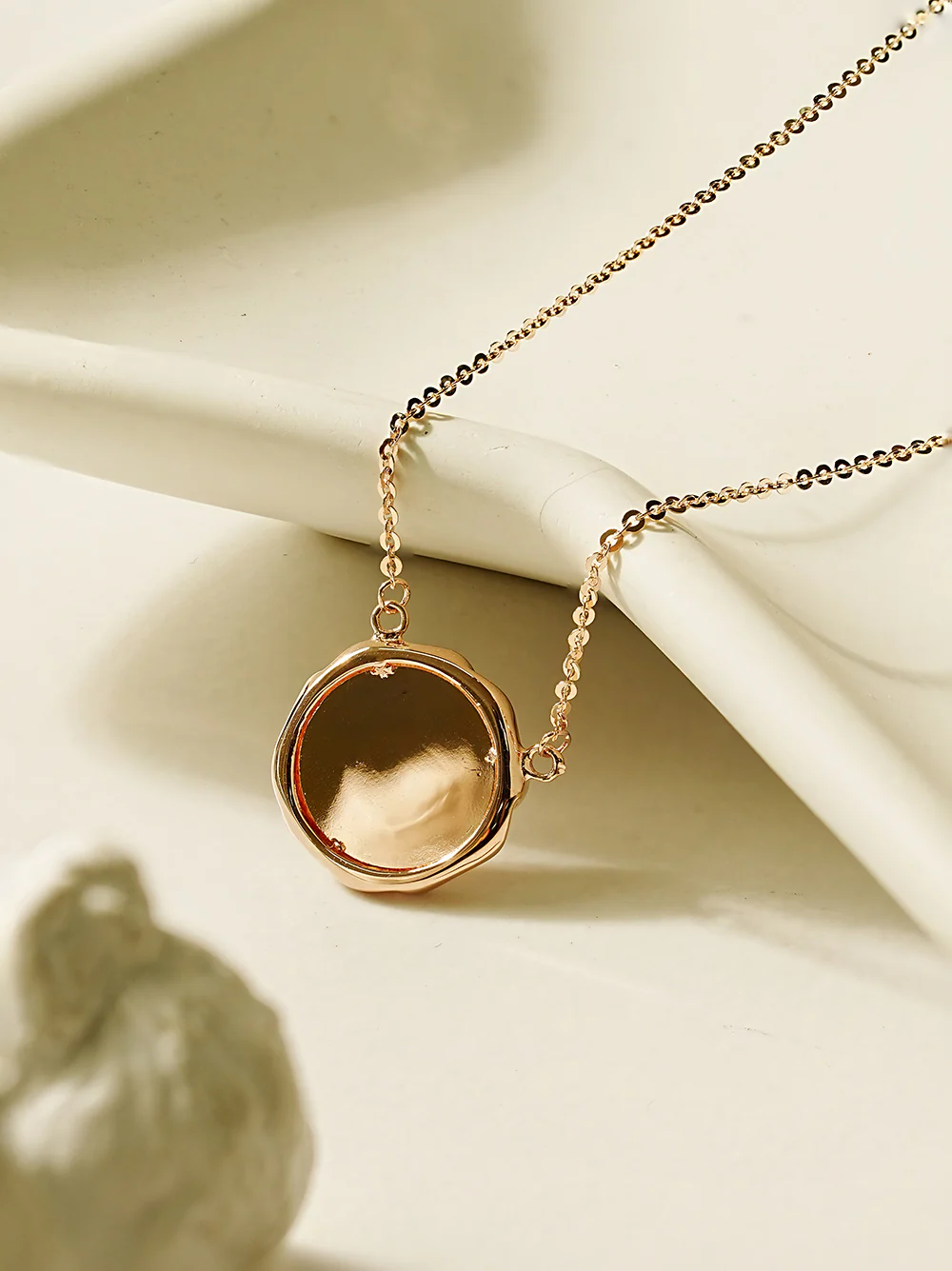 14K 18K Solid Gold Flower Elizabeth Coin Necklace - Image 7