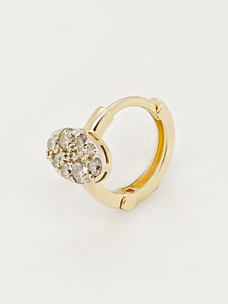 14K 18K Solid Gold Glitter Oval Diamond Cartilage Hoop Earring - Image 16