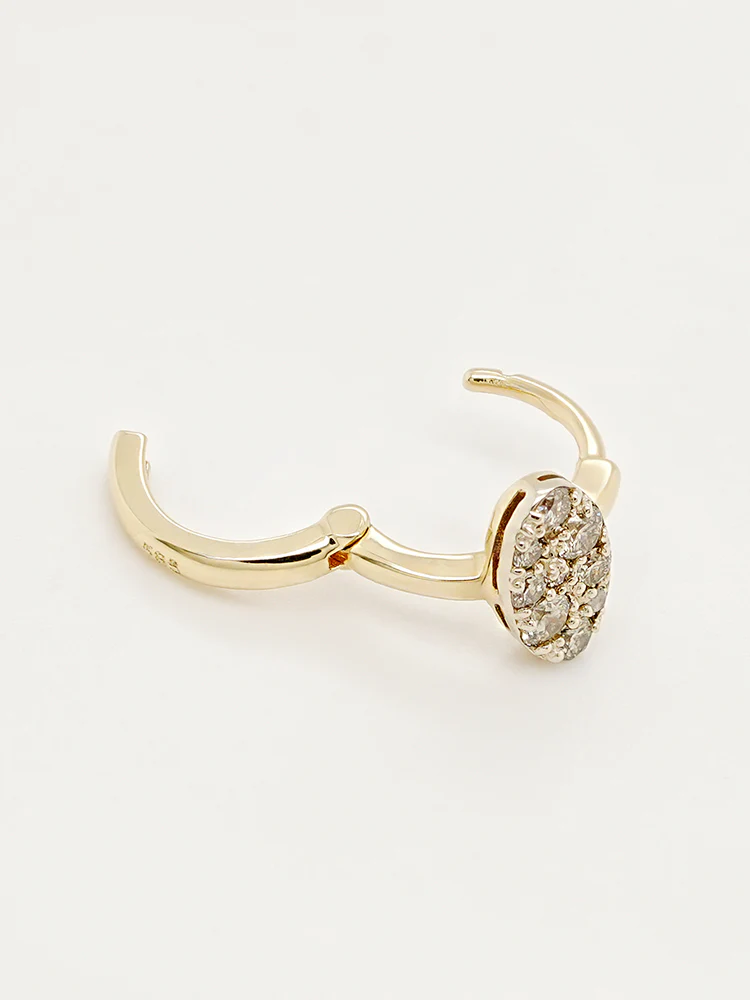 14K 18K Solid Gold Glitter Oval Diamond Cartilage Hoop Earring - Image 17