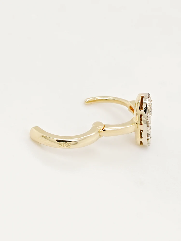 14K 18K Solid Gold Glitter Oval Diamond Cartilage Hoop Earring - Image 18