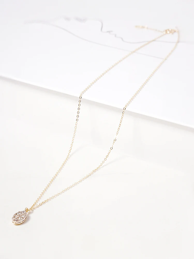 14K 18K Solid Gold Glitter Oval Diamond Necklace - Image 13