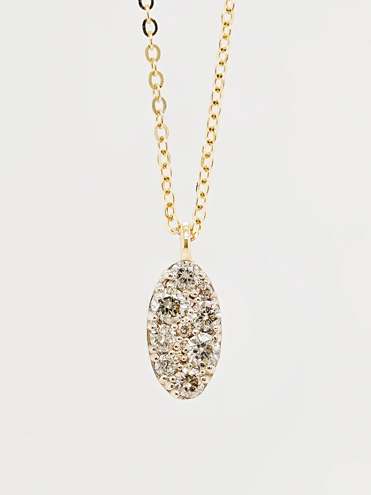 14K 18K Solid Gold Glitter Oval Diamond Necklace - Image 15