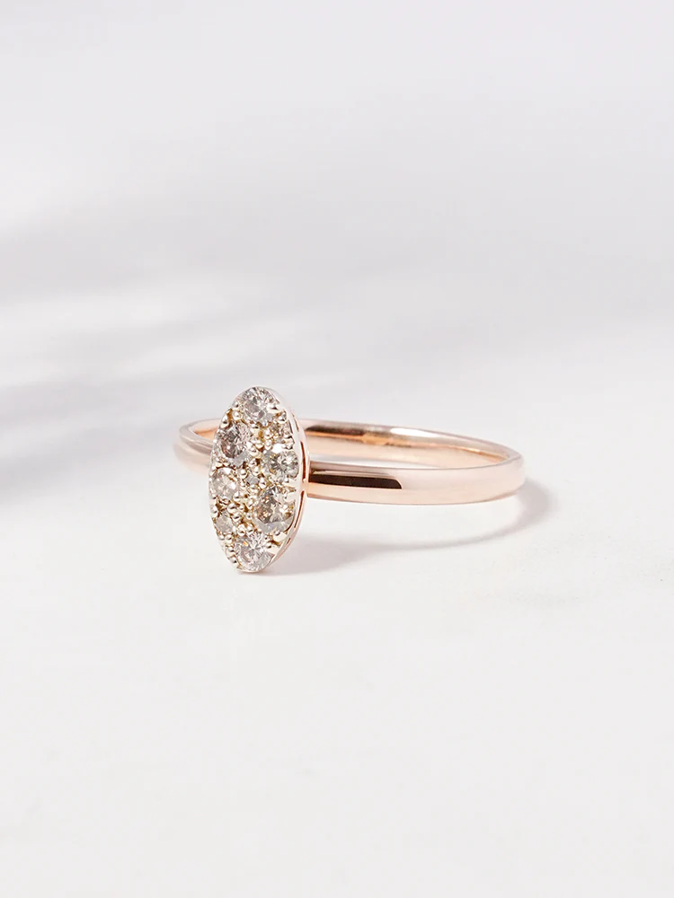 14K 18K Solid Gold Glitter Oval Diamond Ring - Image 3