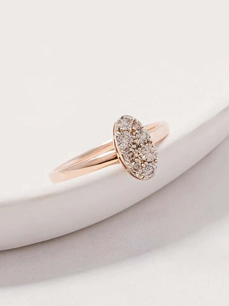 14K 18K Solid Gold Glitter Oval Diamond Ring - Image 5