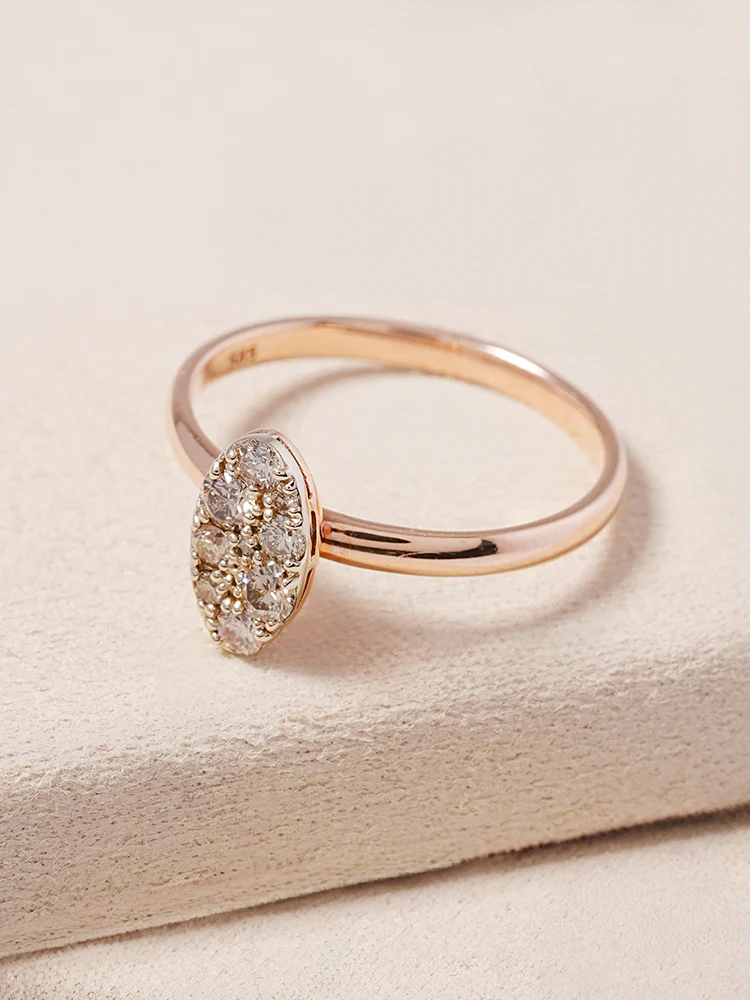 14K 18K Solid Gold Glitter Oval Diamond Ring - Image 7